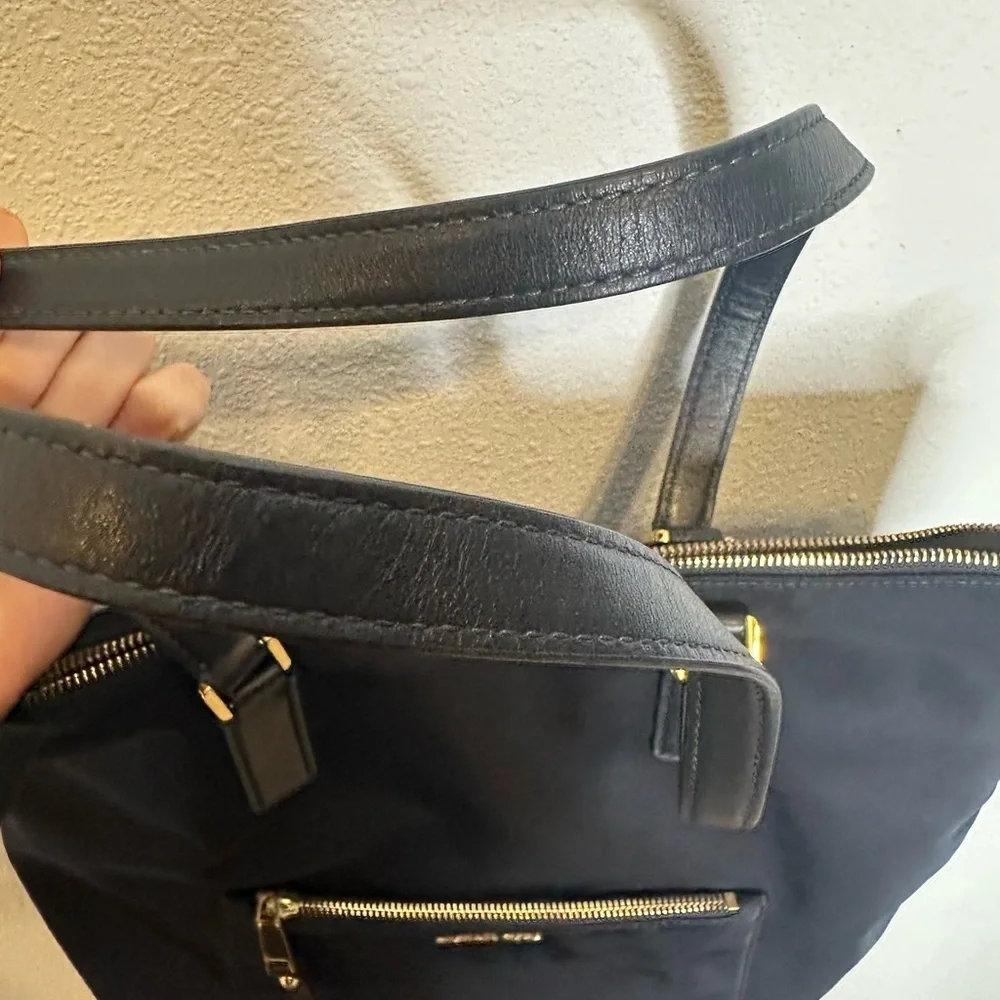 Michael Kors Ariana Large Nylon and Leather Tote navy blue